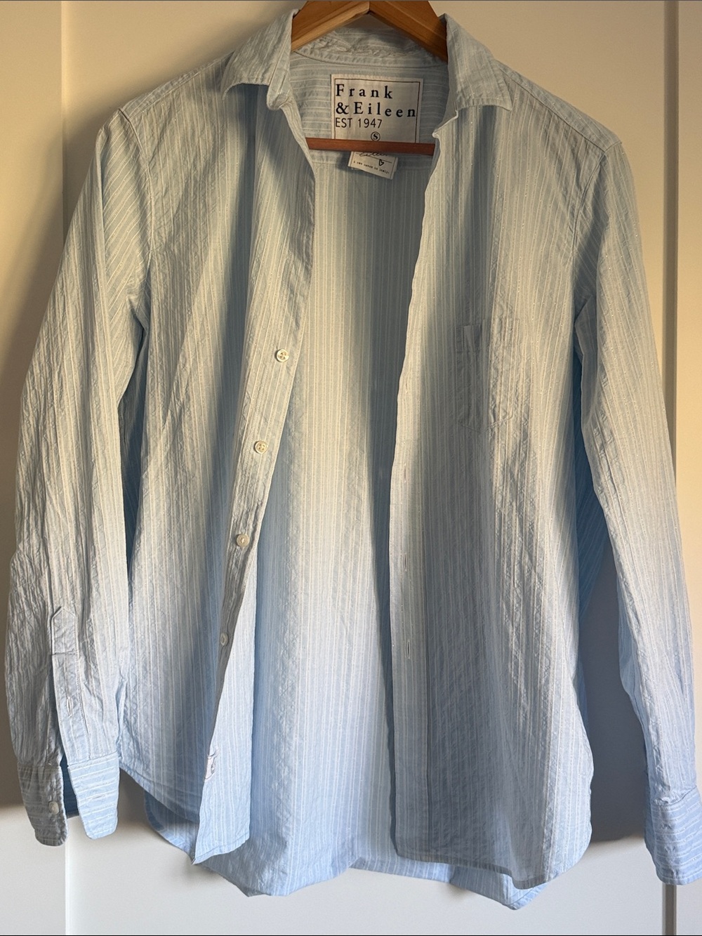 Frank & Eileen Pale Blue Pinstripe Cotton Shirt